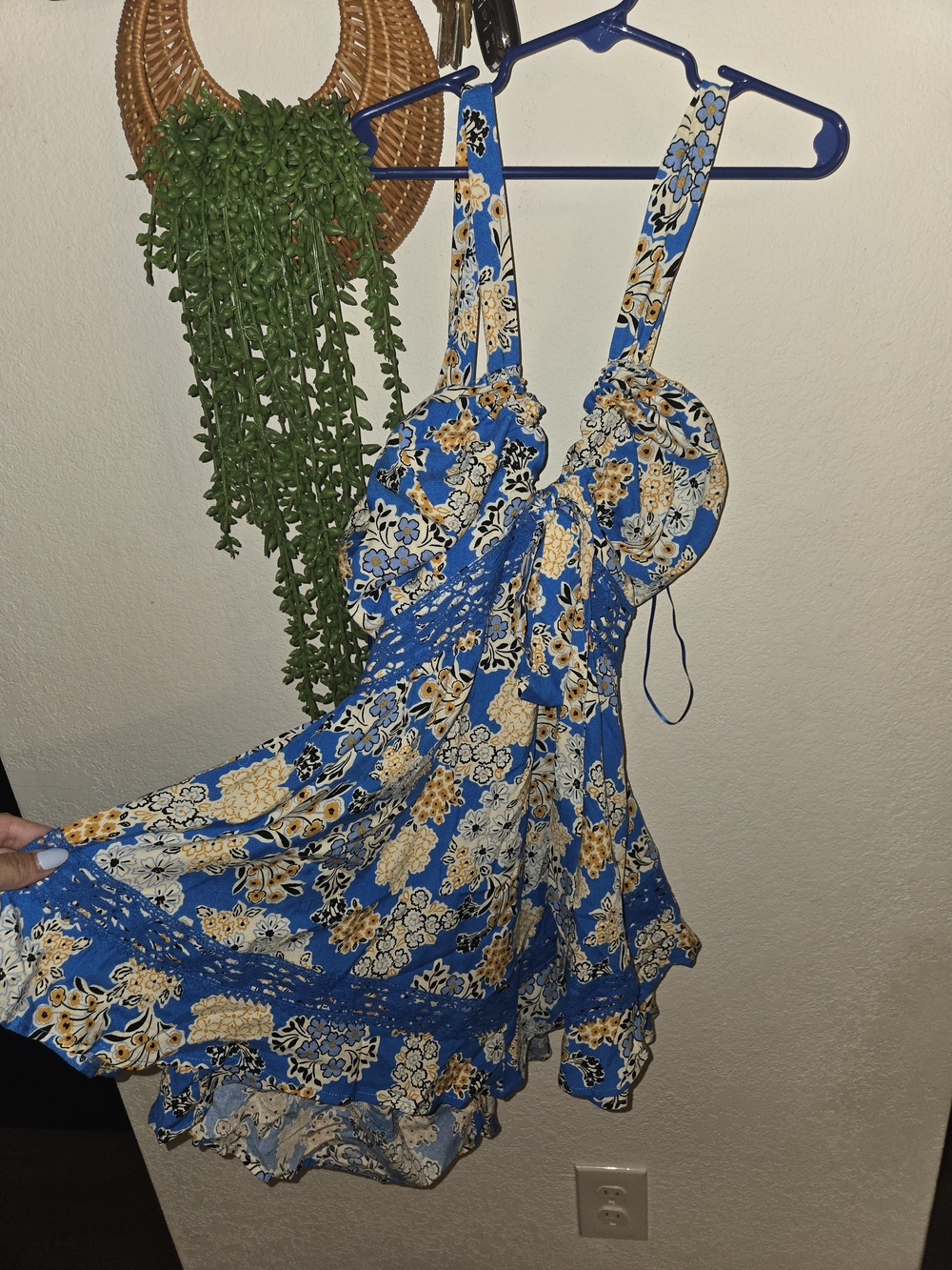 Blue Floral Kids One-Piece Romper